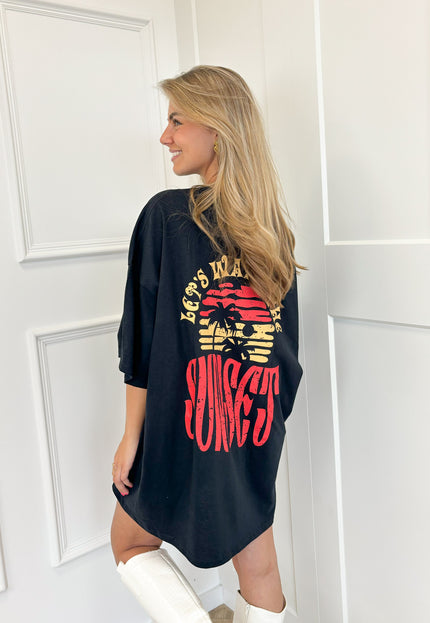Famous Online Store T-shirt Sunset zwart