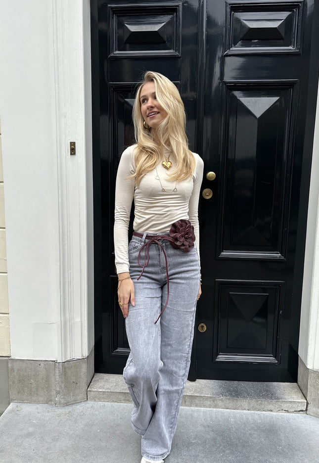 Famous Online Store Taille knoopriem bloem bordeaux