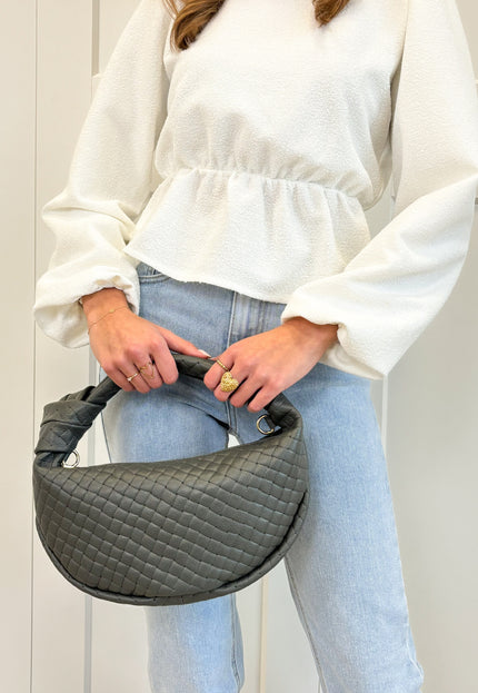 Famous Online Store Tas gevlochten grijs