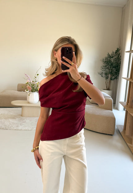 Famous Online Store Top off shoulder Candice bordeaux