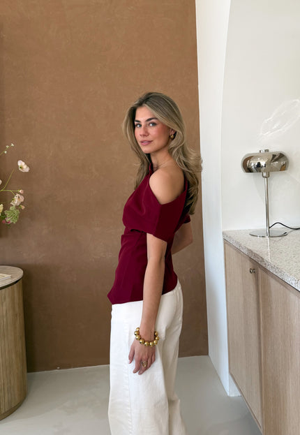 Famous Online Store Top off shoulder Candice bordeaux