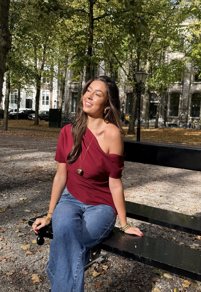 Famous Online Store Top off shoulder Candice bordeaux