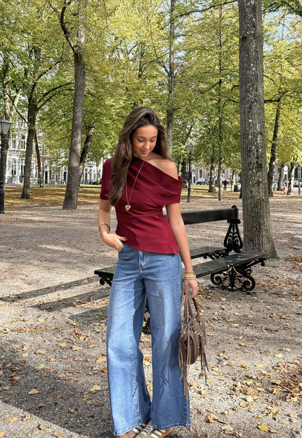 Famous Online Store Top off shoulder Candice bordeaux