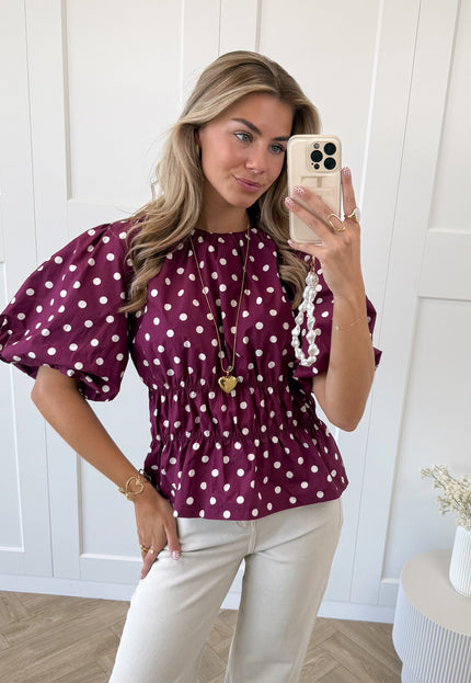 Famous Online Store Top polkadots fuchsia