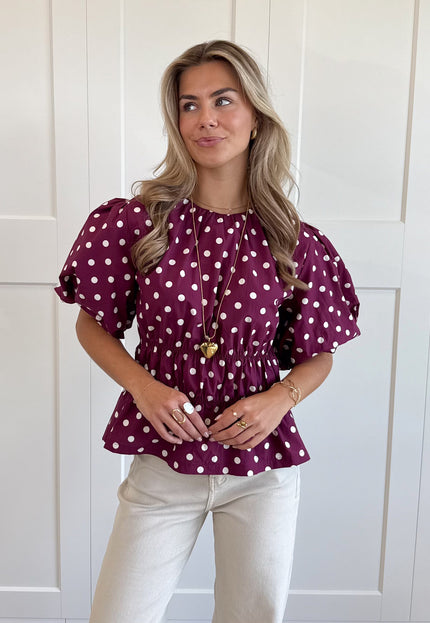 Famous Online Store Top polkadots fuchsia