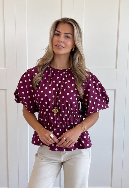 Famous Online Store Top polkadots fuchsia