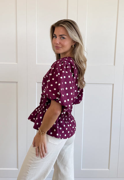 Famous Online Store Top polkadots fuchsia