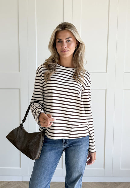 Famous Online Store Top strepen Jasmijn bruin
