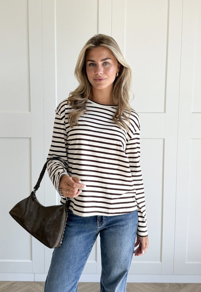 Famous Online Store Top strepen Jasmijn bruin