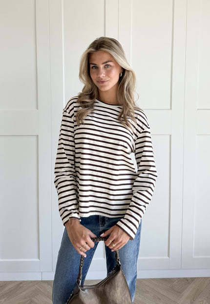 Famous Online Store Top strepen Jasmijn bruin