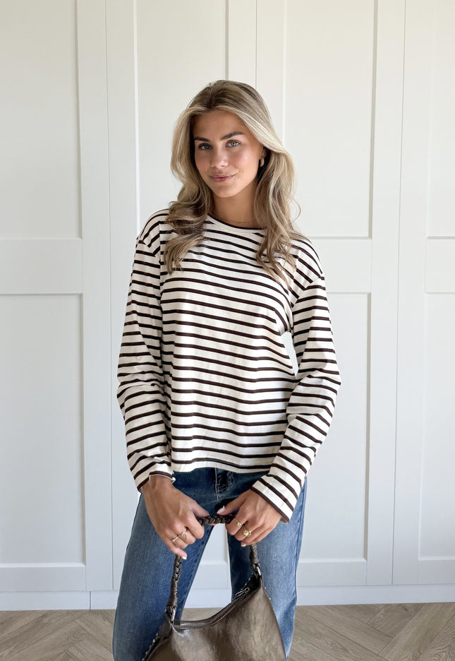 Famous Online Store Top strepen Jasmijn bruin