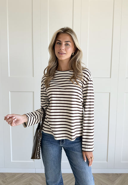 Famous Online Store Top strepen Jasmijn bruin