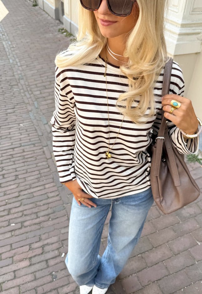 Famous Online Store Top strepen Jasmijn bruin
