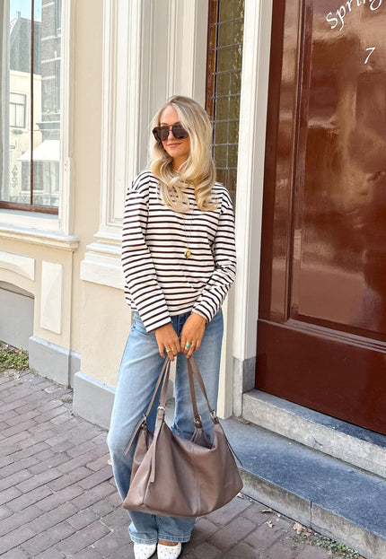 Famous Online Store Top strepen Jasmijn bruin