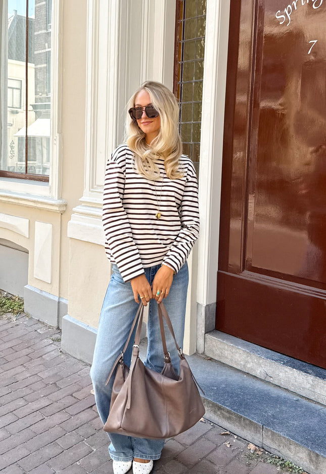 Famous Online Store Top strepen Jasmijn bruin