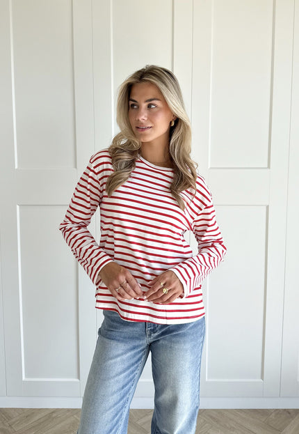 Famous Online Store Top strepen Jasmijn rood