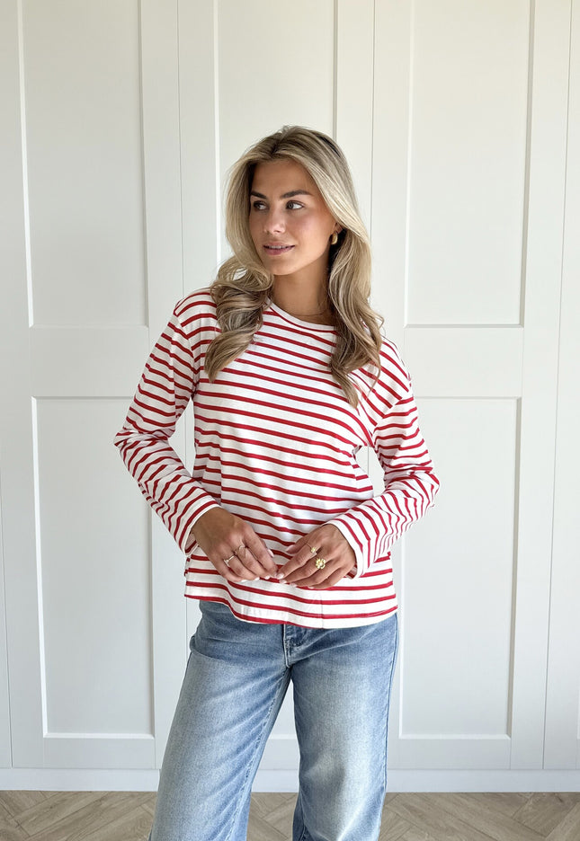Famous Online Store Top strepen Jasmijn rood