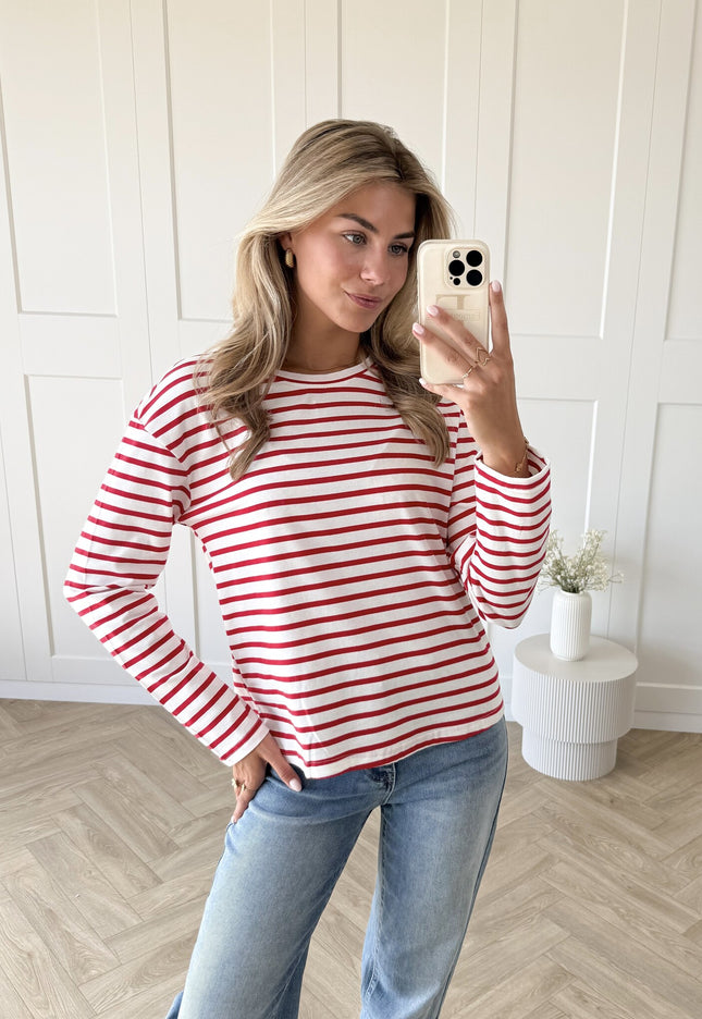 Famous Online Store Top strepen Jasmijn rood