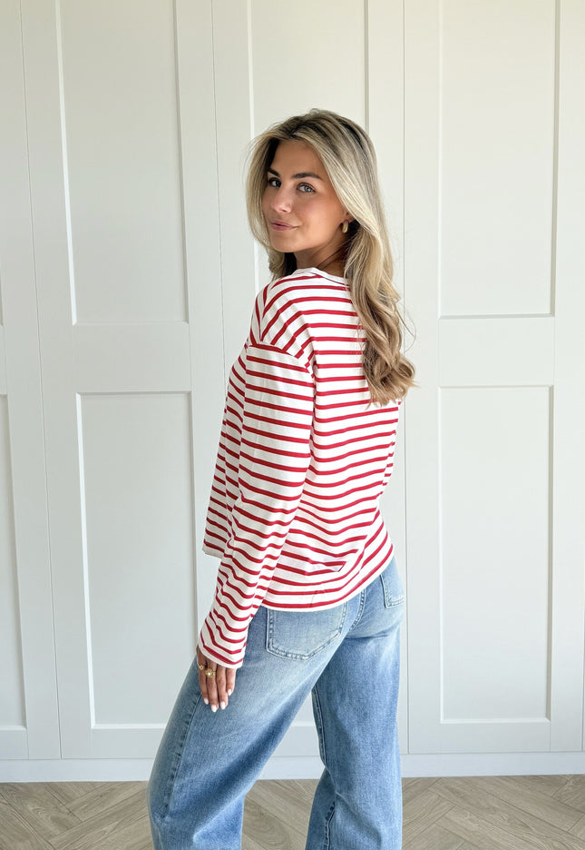 Famous Online Store Top strepen Jasmijn rood