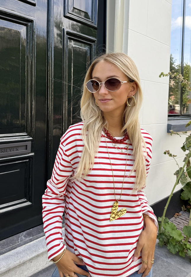 Famous Online Store Top strepen Jasmijn rood