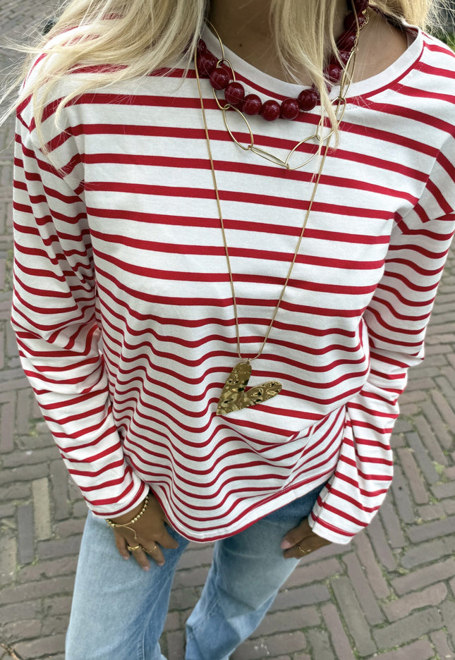 Famous Online Store Top strepen Jasmijn rood