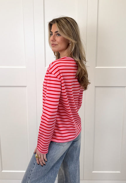 Famous Online Store Top strepen Jasmijn roze/rood