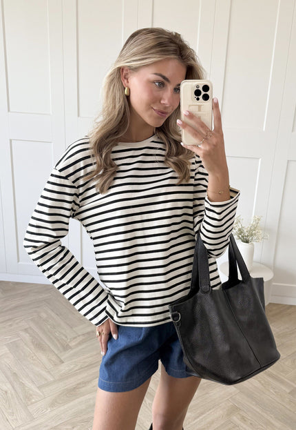 Famous Online Store Top strepen Jasmijn zwart