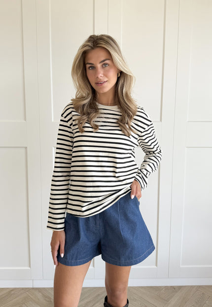 Famous Online Store Top strepen Jasmijn zwart
