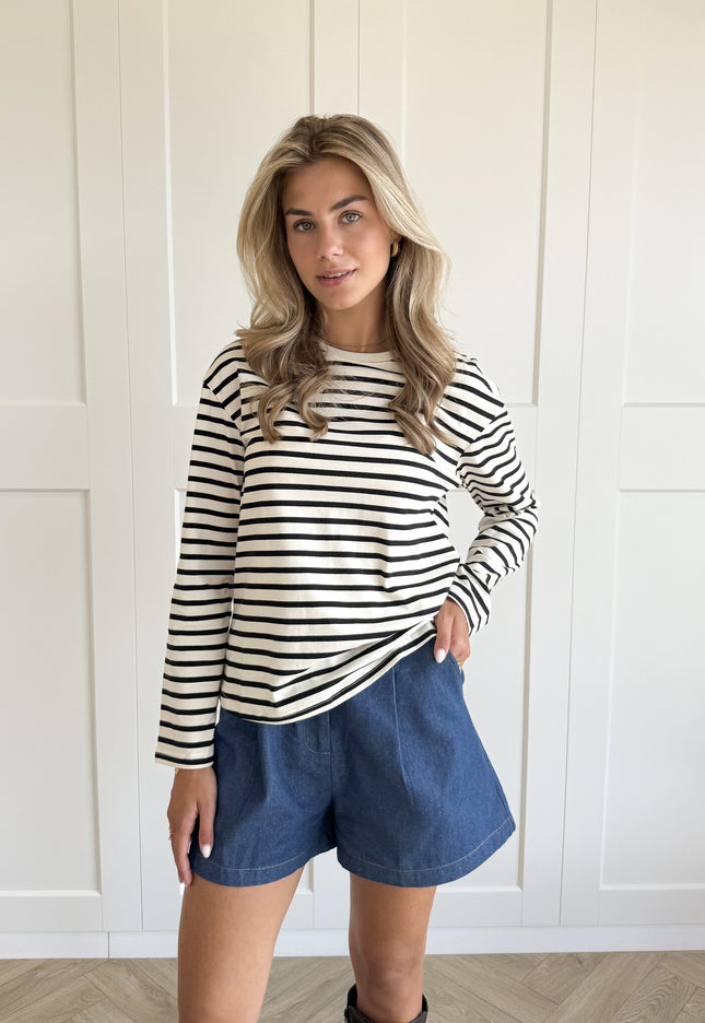 Famous Online Store Top strepen Jasmijn zwart