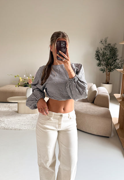 Famous Online Store Topje Monica blauw geruit