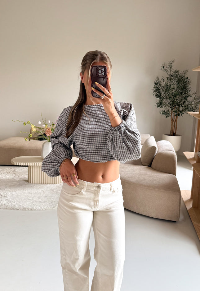 Famous Online Store Topje Monica blauw geruit