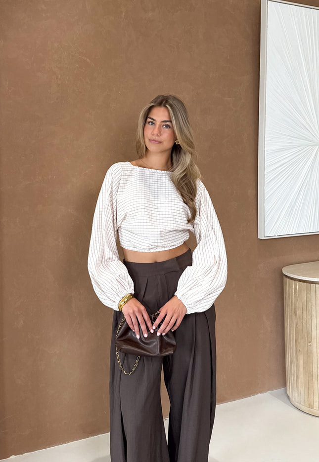 Famous Online Store Topje Monica ecru geruit