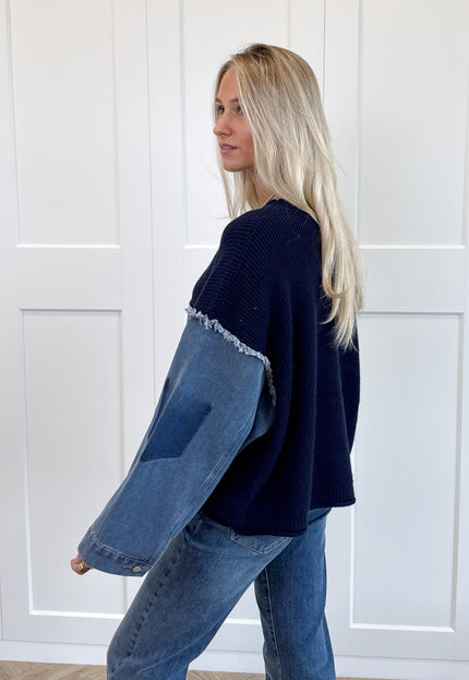 Famous Online Store Trui Indigo denim knit donkerblauw