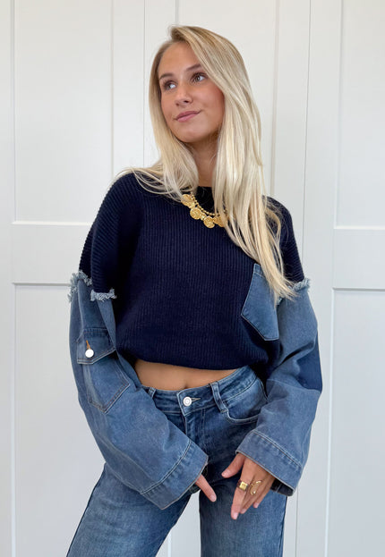 Famous Online Store Trui Indigo denim knit donkerblauw
