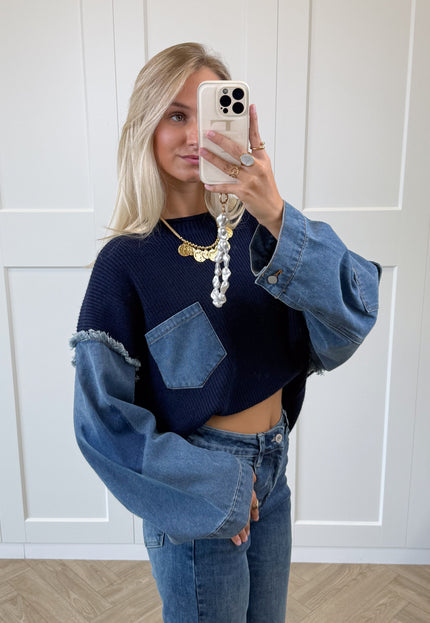 Famous Online Store Trui Indigo denim knit donkerblauw