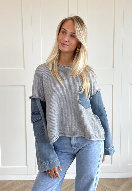 Famous Online Store Trui Indigo denim knit grijs