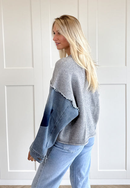 Famous Online Store Trui Indigo denim knit grijs