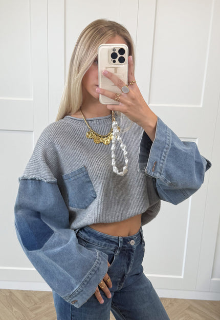Famous Online Store Trui Indigo denim knit grijs