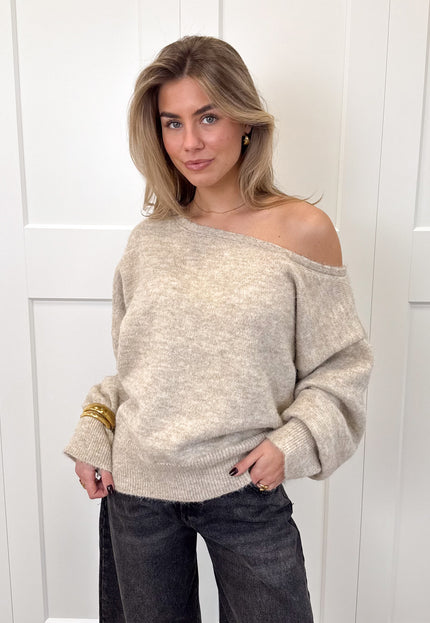 Famous Online Store Trui off shoulder Alina beige