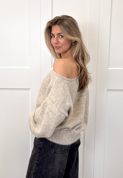 Famous Online Store Trui off shoulder Alina beige