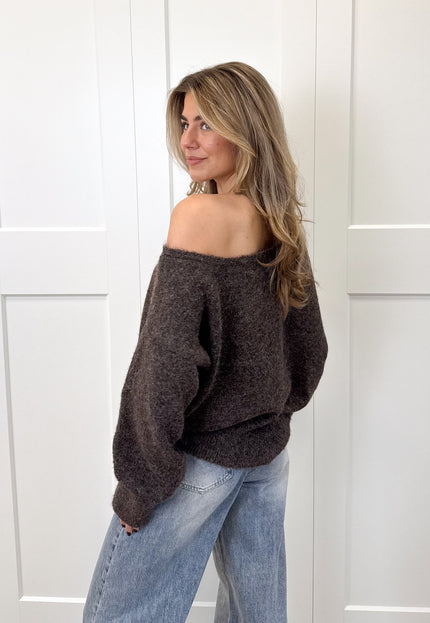 Famous Online Store Trui off shoulder Alina bruin