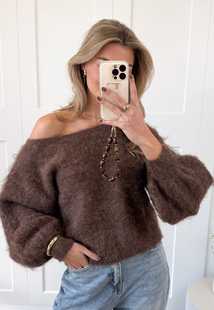 Famous Online Store Trui off shoulder Didi bruin