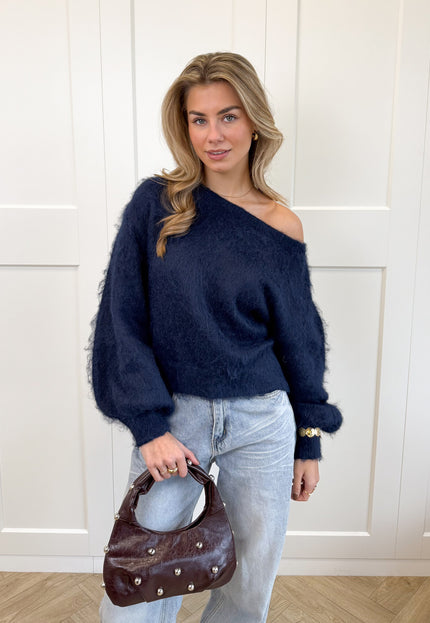 Famous Online Store Trui off shoulder Didi navy