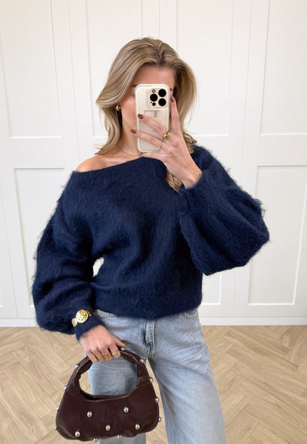 Famous Online Store Trui off shoulder Didi navy