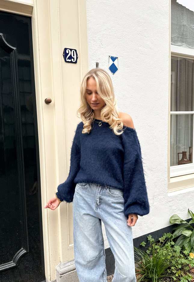 Famous Online Store Trui off shoulder Didi navy