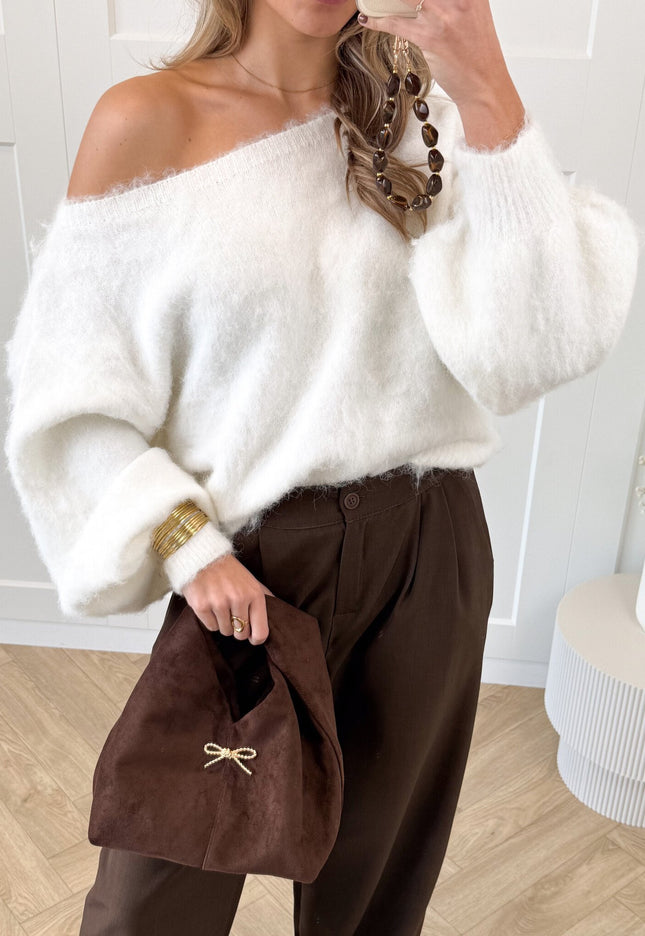 Famous Online Store Trui off shoulder Didi wit