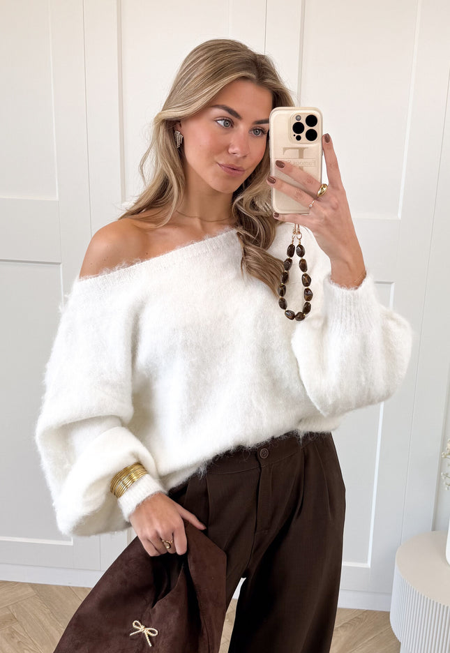 Famous Online Store Trui off shoulder Didi wit