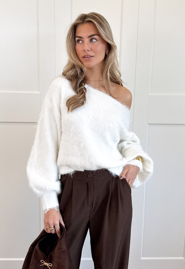Famous Online Store Trui off shoulder Didi wit