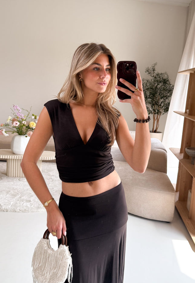 Famous Online Store V-hals top Jayela bruin