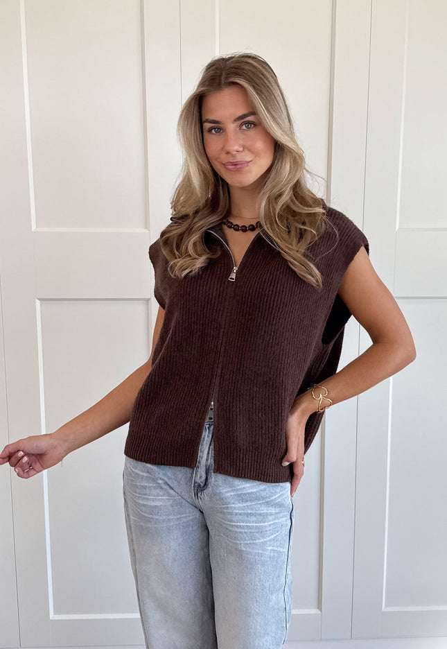Famous Online Store Zipper gilet Yuna bruin